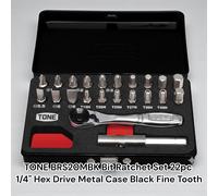 TONE BRS20MBK Bit Ratchet Set 22pz 1/4" Hex Drive Metal Case Black Fine Dente