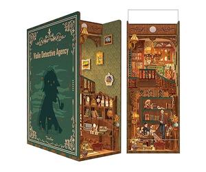 Tonecheer 3D Puzzle DIY Book Nook Kit, Creative Bookend Stand con sensore corpo LED Luce, Libreria Inserto Decor Compleanno (Violin Detective Agency)
