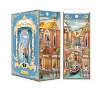 Tonecheer Book Nook Kit puzzle in legno 3D Booknooks fai da te modellini adulti da costruire in miniatura casa libreria Nook Book con luce regalo divertente regalo di compleanno (sogni veneti)