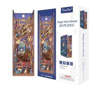 Tonecheer Fai da te Book Nook 3D puzzle in legno per adulti, in miniatura a casa con luce, set fai da te, regali personalizzati per donne e uomini (casa magica stella)
