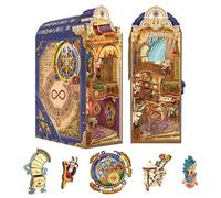 Tonecheer Kit fai da te Book Nook con Protezione Antipolvere e luce LED, Magical Library Puzzle in Legno 3D, Parti Mobili e Rotanti, Fermalibri Creativi per Biblioteca, Idee Regalo per Adulti
