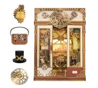 Tonecheer Motion Scene Book Nook Kits, Vapore Fantasia Infinito Puzzle 3D Fermalibri in legno per adulti Booknooks fai da te in miniatura per la decorazione di biblioteche e scaffali