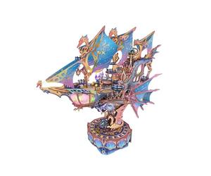Tonecheer Puzzle in legno 3D con per adulti fai da te con dirigibile musicale e componenti mobili e struttura di trasmissione come idea regalo perfetta(Galassia Magica)