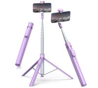 TONEOF 168cm Supporto Cellulare Treppiede con Apertura Automatica,Tripode Cellulare con Telecomando Magnetico Ricaricabile,Treppiedi Girevole 360°,Treppiede Smartphone per iPhone/Android-Viola