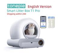 Tonepie 65L Lettiera per gatti intelligente automatica Autopulente Lettiera per gatti completamente chiusa Vassoio per lettiera per animali domestici Versioni in inglese