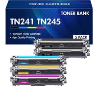 Toner Bank TN241 Cartuccia toner Compatibile per Brother HL-3140CW MFC-9140CDN DCP-9020CDW HL-3150CDW MFC-9340CDW MFC-9330CDW HL-3170CDW TN-241 TN245(Nero Ciano Magenta Giallo 5-Pack)