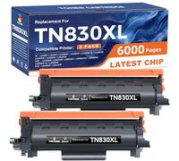 Toner di ricambio TN830XL compatibile per Brother TN830XL TN830 XL da utilizzare con stampante HL-L2460DW HL-L2405W HL-L2480DW HL-L2400D MFC-L2820DW MFC-L2820DW XL DCP-L2640DW (confezione da 2 nero)