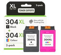 TONER EXPERTE 304XL - Cartucce di ricambio per HP 304 / 304XL con chip, compatibile con HP Envy 5000 5010 5020 5030 5032, DeskJet 2600 2620 2630 2633 3720 3750 3760 37660 2 - H