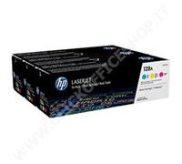 HP Confezione 3 Cartucce Originali di Toner Ciano Magenta Giallo LaserJet 128A