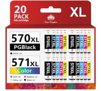 Toner Kingdom 20 Pack 570XL 571XL Cartucce d'inchiostro Sostituzione per Canon PGI-570 CLI-571 XL per PIXMA MG5750 TS5050 MG5751 MG5700 TS5055 MG5752 MG6850 MG5753 MG6851 MG6852 TS5051 TS6050