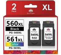 Toner Kingdom Cartucce d'inchiostro Sostituzione per Cartucce Canon 560 561 XL PG-560XL CL-561XL per Canon Pixma TS7450 TS5350 TS7451 TS5352 TS5351 TS5353 (1 Nero, 1 Tri-Colore, 2-Pack)