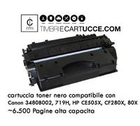 toner nero compatibile con Canon 719H, HP CE505X, CF280X ~6.500 Pagine alta cap.