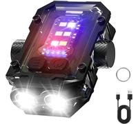 ToneRiso Mini Torcia EDC con Flash Rosso e Blu, Girevole LED Super Luminosa, USB C Ricaricabile Portachiavi con Punta delle Dita (Nero)