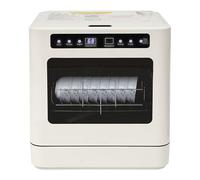 TONFEION Mini lavastoviglie, 6 pannelli, lavastoviglie da tavolo con 4 programmi, lavastoviglie silenziosa, 52 dB, consumo di energia 0,58 kWh, asciugatura ad aria calda, per cucina/camper (bianco)
