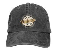TONFON Berretto da Baseball Hiphop Cappello da Sole Cappello con Visiera per Berretto da Donna con Visiera Personalizzata Cappelli di Protezione Vintage 1963 Regali di Compleanno Snapback