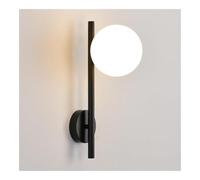 TONFON Lampada da Parete a Globo in Vetro Bianco Latte, Moderna Illuminazione nordica for Interni, Applique da Parete con Paralume a Sfera, Lanterna da Parete for Camera da Letto, Comodino(Black)