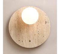 TONFON Lampada da Parete con Paralume in Vetro a Globo, Applique da Parete Rotonda in Pietra for Interni, Lanterna da Parete in travertino con Attacco G9, for Camera da Letto, Comodino(A)