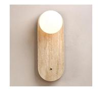 TONFON Lampada da Parete con Paralume in Vetro a Globo, Applique da Parete Rotonda in Pietra for Interni, Lanterna da Parete in travertino con Attacco G9, for Camera da Letto, Comodino(B)
