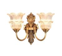 TONFON Lampada da parete for bagno in oro sopra lo specchio, applique da parete retrò for interni con paralume in vetro a forma di fiore, for camera da letto, comodino, soggiorno, studio(2-lights)