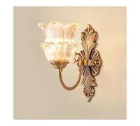 TONFON Lampada da parete for bagno in oro sopra lo specchio, applique da parete retrò for interni con paralume in vetro a forma di fiore, for camera da letto, comodino, soggiorno, studio(1-light)