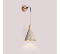 TONFON Lampada da Parete in Legno, Moderna e nordica, con Paralume in Cemento, for Interni, Lanterna da Parete for Camera da Letto, Comodino, Soggiorno, Studio, corridoio, Ingresso(B)