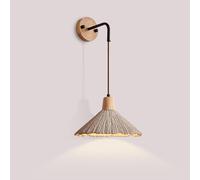 TONFON Lampada da Parete in Legno, Moderna e nordica, con Paralume in Cemento, for Interni, Lanterna da Parete for Camera da Letto, Comodino, Soggiorno, Studio, corridoio, Ingresso(D)