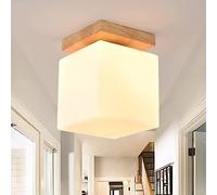 TONFON Lampada da soffitto in Legno massello Cubo Quadrato Plafoniera in Vetro Lampada da soffitto a Semi Incasso Lampada da soffitto Moderna for Ristorante Lampada a Sospensione for Soggiorno Camera