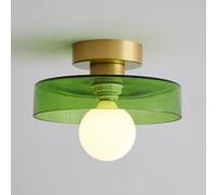 TONFON Lampada da soffitto in Vetro colorato, Moderna, da Semi-Incasso, in Ottone Spazzolato, in Stile Rustico, for corridoio, Balcone, Ingresso, Foyer, vano Scale, corridoio, Ristorante(Green)