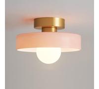 TONFON Lampada da soffitto in Vetro colorato, Moderna, da Semi-Incasso, in Ottone Spazzolato, in Stile Rustico, for corridoio, Balcone, Ingresso, Foyer, vano Scale, corridoio, Ristorante(Pink)