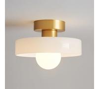 TONFON Lampada da soffitto in Vetro colorato, Moderna, da Semi-Incasso, in Ottone Spazzolato, in Stile Rustico, for corridoio, Balcone, Ingresso, Foyer, vano Scale, corridoio, Ristorante(White)