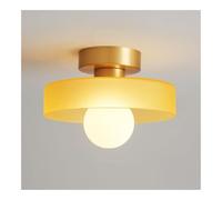 TONFON Lampada da soffitto in Vetro colorato, Moderna, da Semi-Incasso, in Ottone Spazzolato, in Stile Rustico, for corridoio, Balcone, Ingresso, Foyer, vano Scale, corridoio, Ristorante(Yellow)