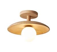 TONFON Lampada da soffitto minimalista in legno, lampada da soffitto semi-incassata, paralume in vetro a globo, lampada da soffitto for corridoio, balcone, ingresso, foyer, vano scale, corridoio