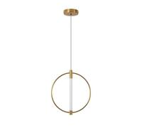 TONFON Lampadario Circolare Dorato, Lampada a Sospensione Rotonda in Metallo, Paralume Lungo in Acrilico, Lampada a Sospensione for Isola Cucina, Ingresso, Sala da Pranzo, Studio, Soggiorno, Bar