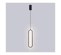 TONFON Lampadario lineare ultra sottile con anello in metallo nero, lampada a sospensione moderna a LED con striscia lunga for isola cucina, soggiorno, camera da letto, comodino, corridoio