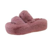 Tong Donna Zeppe Comfort, Pantofole da donna, in pelliccia, comode pantofole da interni, pantofole traspiranti casual, per transizione autunno inverno, tong quotidiano versatile, rosa, 38 EU