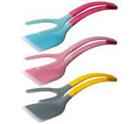 Tong Spatula Flipper Combo, 2-In-1 Egg Turner with Ergonomic Handle, Multipurpose Cooking Tool for Bread, Fish, Toast, Steak, Pancake, Frying, Sturdy Silicone, 12.05x3.31in