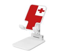 Tonga Flag - Supporto pieghevole per cellulare, ad angolo regolabile, altezza regolabile, supporto per cellulare, portatile, compatibile con tutti gli smartphone, colore: bianco