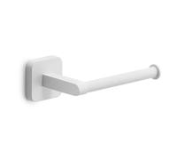 GEDY | Porta Carta Igienica Tonga, Porta Rotolo in Acciaio Inox e Cromall, Fissabile con Viti Incluse o Biadesivo, Bianco Matt, 14,3x6,9x4,7cm