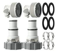 TonGass Kit adattatore per tubo flessibile per piscina, compatibile con tubi flessibili per pompa con connessione filettata Intex, connettori di conversione da 3,8 cm a 3,2 cm, adattatori per tubi per