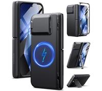 TONGATE Magnetic for Pixel 9 Pro Fold Case Compatible with Magsafe, [with Camera Cover & Hinge Protection & Screen Protector] Shockproof Rugged Stand Case for Google Pixel 9 Pro Fold, Obsidian Black