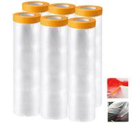 Tongboke 6 Pz Telo per Pittura Imbianchino Copritutto Plastica, Telo Copritutto in Rotolo Bordo con Nastro Adesivo, Telo Protettivo per Pittura, Film per Mascheratura con Nastro Adesivo 240cm×20m