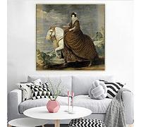 Tongda Decor Pittura a olio su tela Stampa poster di Diego Velazquez Queen Isabel De Borbon a cavallo Famosa decorazione artistica da parete Dipinti 85x85cm Senza cornice