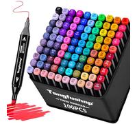 Tongfushop Marcatore 100 Colori, Pennarelli Doppia Punta 2S Asciugatura Rapida, Marker Pennarelli Professionali con Base e Borsa per Adulto Sketch, Colorare, Illustrazioni, Disegnare, Anime