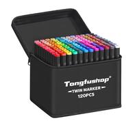 Tongfushop Marcatore 120+2 Colori, Pennarelli ad Alcool, Pennnarello a Doppia Punta, Marker Set con Borsa e Distanziatore, Adatti per Sketch, Colorare, Illustrazioni, Disegnare, Anime