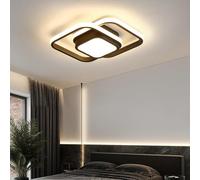 TONGNIDA Modern Square Double-Ring LED Plafoniera, 36W Black Flush Mount Lampada da Soffitto Lampada da Soffitto, 3 Temperatura di Colore Dimmable Lampada per Soggiorno, Camera da letto