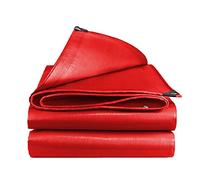 TONGQU Telone Occhiellato Impermeabile 160g/m², Telone Impermeabile Resistente con Occhielli rinforzati, Telo Multiuso per mobili da Campeggio all'aperto,Rosso,4x5m/13.12x16.4ft