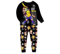 TONGQUD Pigiama per ragazzi Ronaldo No.7 Fans in cotone per casa, set con maniche lunghe, casual, Nero , 7-8 Years