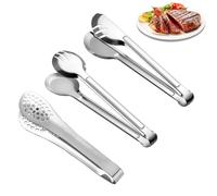 Tongs Kitchen - Set di 3 pinze da cucina multifunzionali in acciaio inox, per insalata, per salumi, per dolci, per carne, per spaghetti, per barbecue