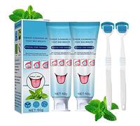 Tongue Cleaning Gel with Tongue Scraper Brush, 50g Tongue Cleaning Brush Kit, Scraper, Scrubber, Oral Deodorant, Mint Scent Remove Bad Breath And Freshen Breath (2Pcs)