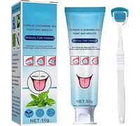 Tongue Cleaning Gel with Tongue Scraper Brush, 50g Tongue Cleaning Brush Kit, Scraper, Scrubber, Oral Deodorant, Mint Scent Remove Bad Breath And Freshen Breath (1Pcs)